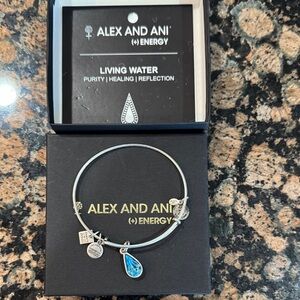 Alex and Ani Silver Bracelet with Blue Charm